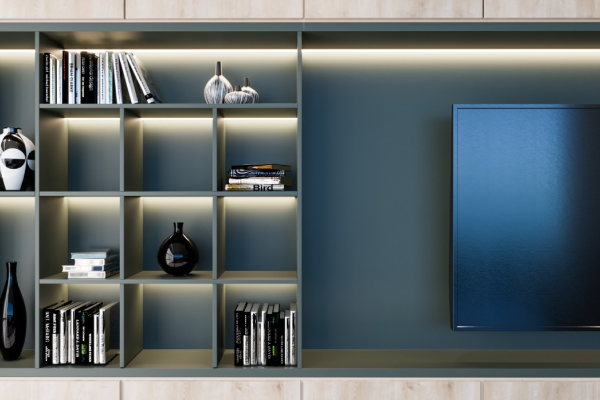 rack, painel de tv e armário planejado